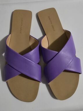 Nwt Saks Fifth Avenue Anne Purple  Crisscross Slide Sandal Size 7.5M